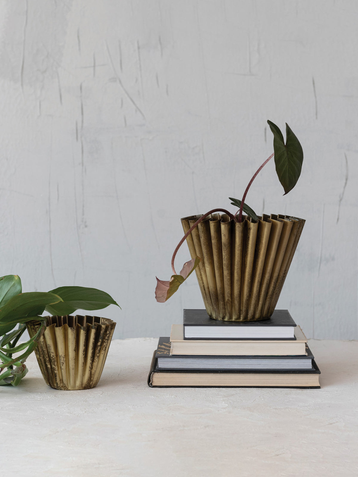 Fluted Brass Metal Planter