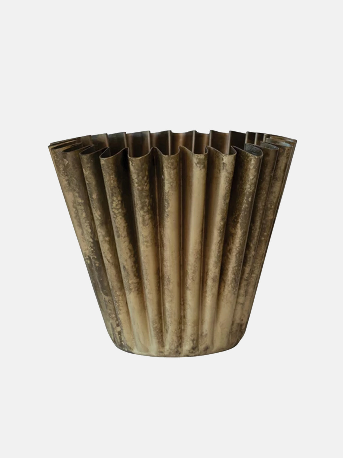 Fluted Brass Metal Planter