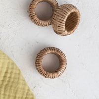 Rattan Woven Napkin Rings, Set of 4