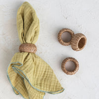 Rattan Woven Napkin Rings, Set of 4