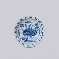 Small Blue & White Porcelain Lotus Dish