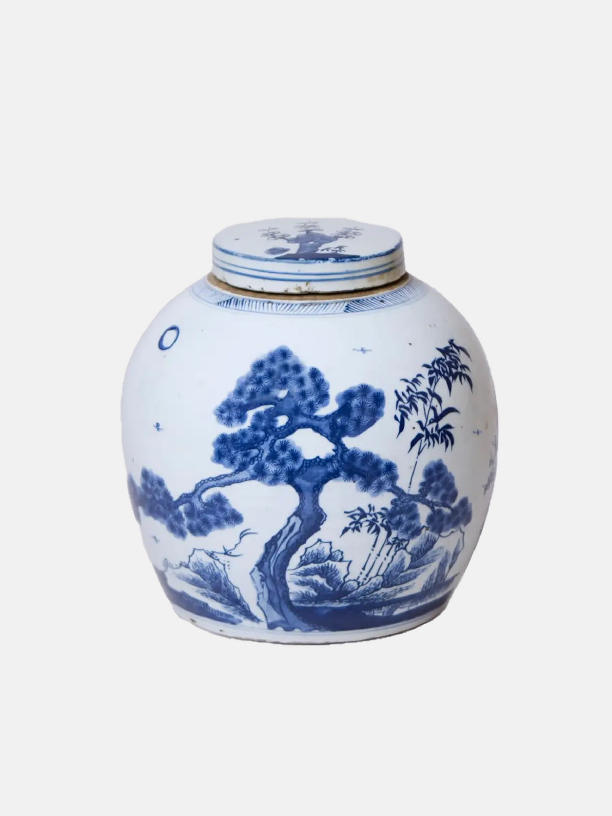 Blue and White Porcelain Three Friends Round Jar