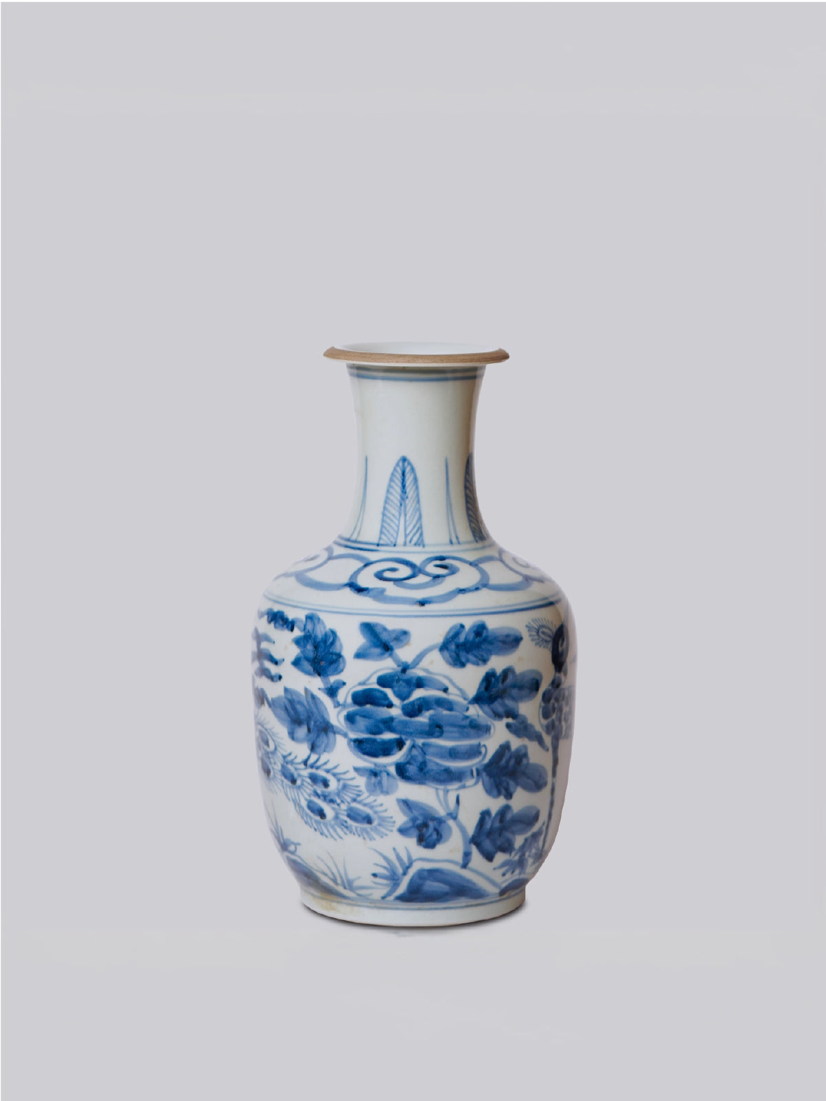 Blue & White Peacock Mallet Vase