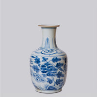 Blue & White Peacock Mallet Vase