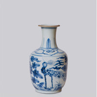 Blue & White Peacock Mallet Vase