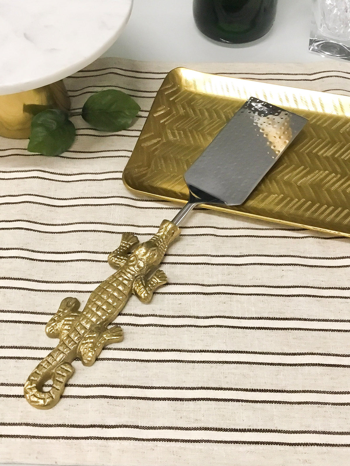 Gold Alligator Cake Server