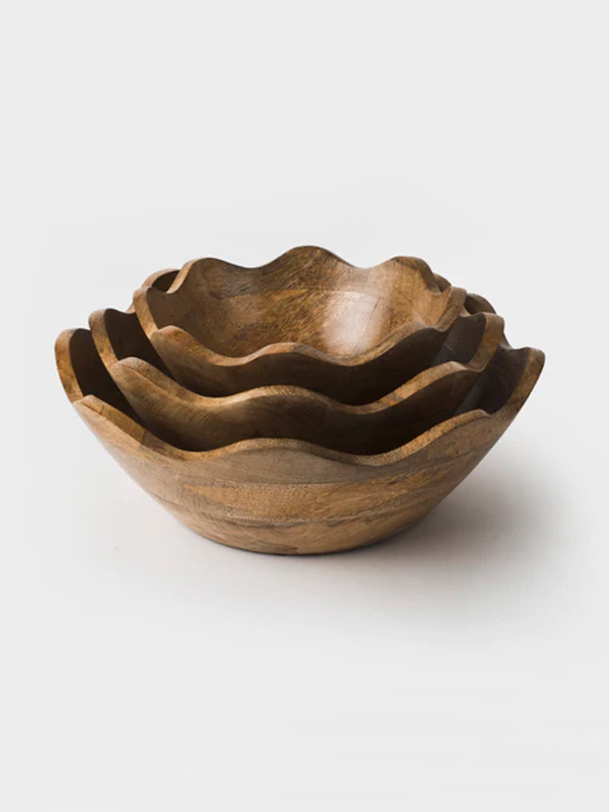 Scalloped Wooden Bowl