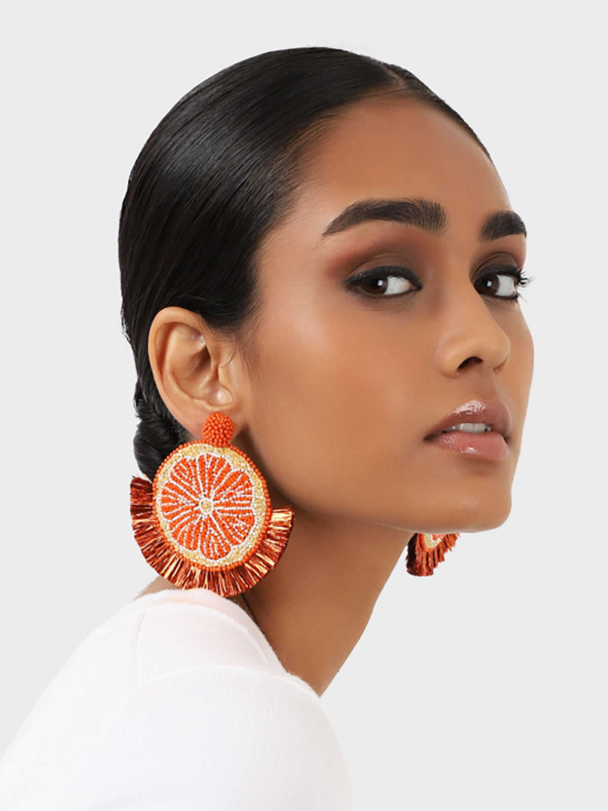 Orange Mosaic Citrus Earrings