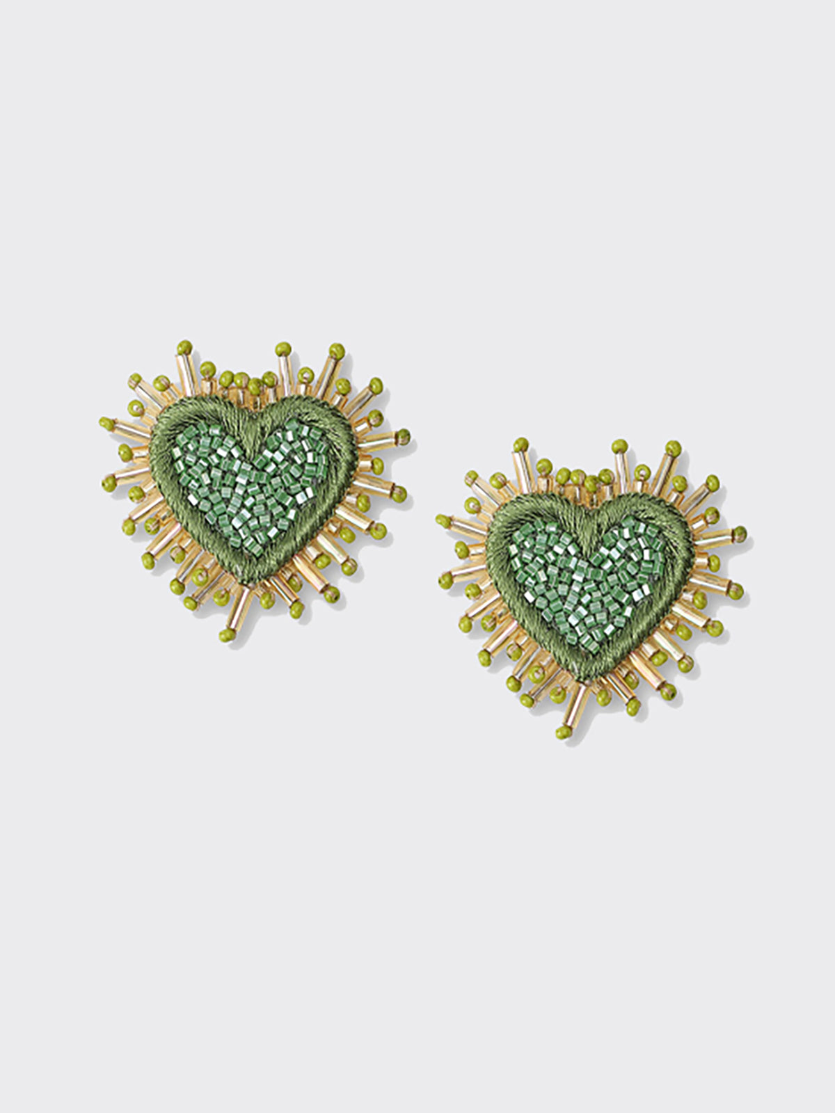 Mini Sparkle Heart Beaded Earrings in Khaki