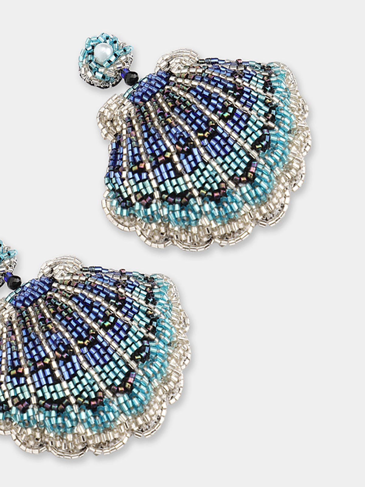 Navy Seashell Earrings