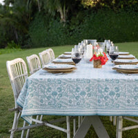 Floral Trellis Aqua Tablecloth