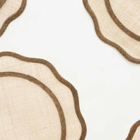 Brown Scalloped Rice Paper Placemat, Set of 4