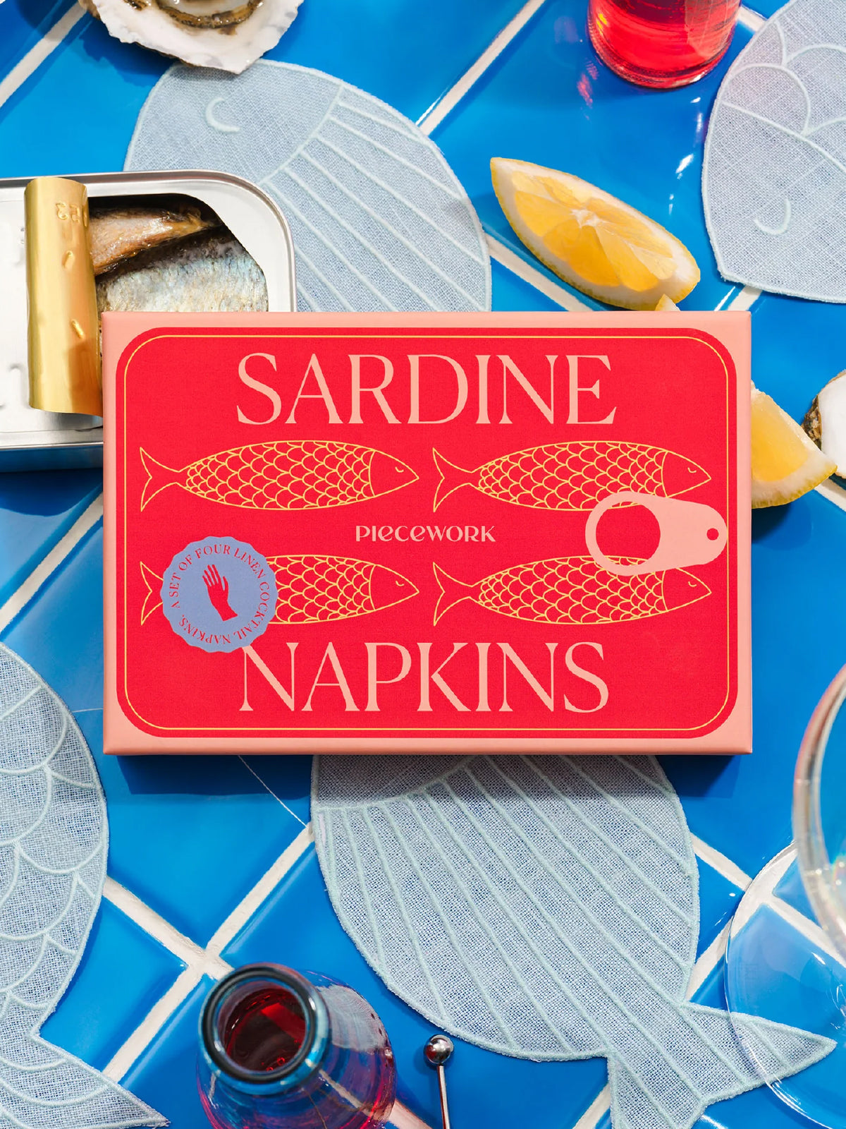 Sardine Cocktail Napkins, Set of 4