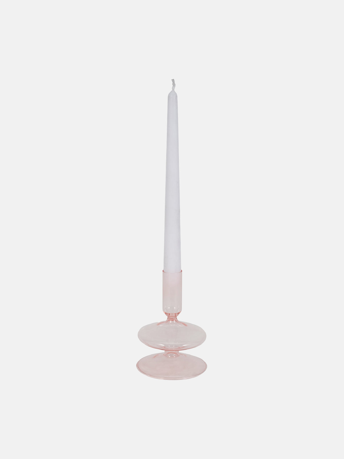 Vintage Pink Glass Taper Candle Holder