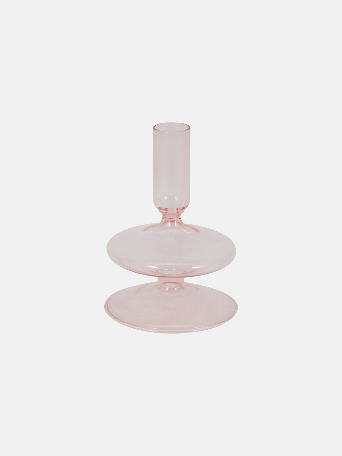 Vintage Pink Glass Taper Candle Holder