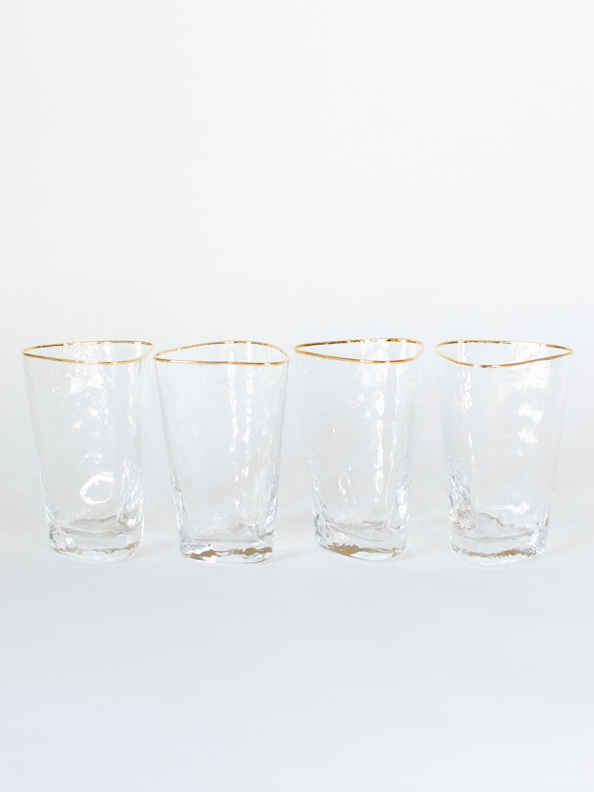 Triangular Gold Rimmed Highball Glass, Set of 4