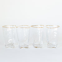 Triangular Gold Rimmed Highball Glass, Set of 4