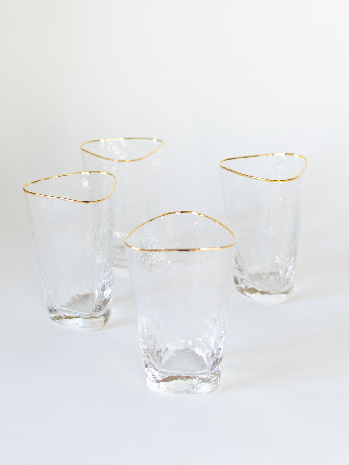 Triangular Gold Rimmed Highball Glass, Set of 4