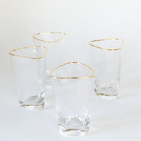 Triangular Gold Rimmed Highball Glass, Set of 4