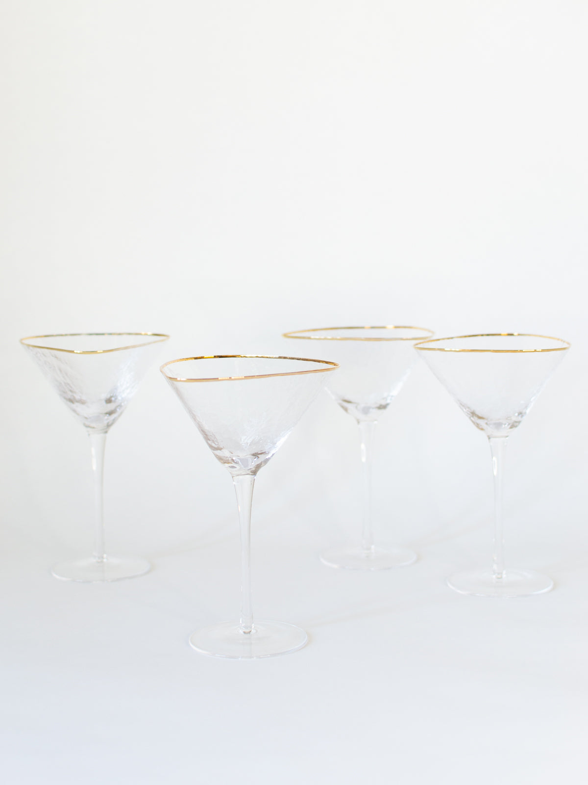 Triangular Gold Rimmed Martini Glass, Set of 4