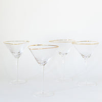 Triangular Gold Rimmed Martini Glass, Set of 4