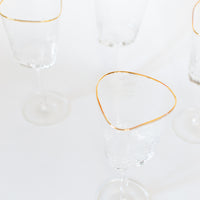 Triangular Gold Rimmed Wine Glass, Set of 4