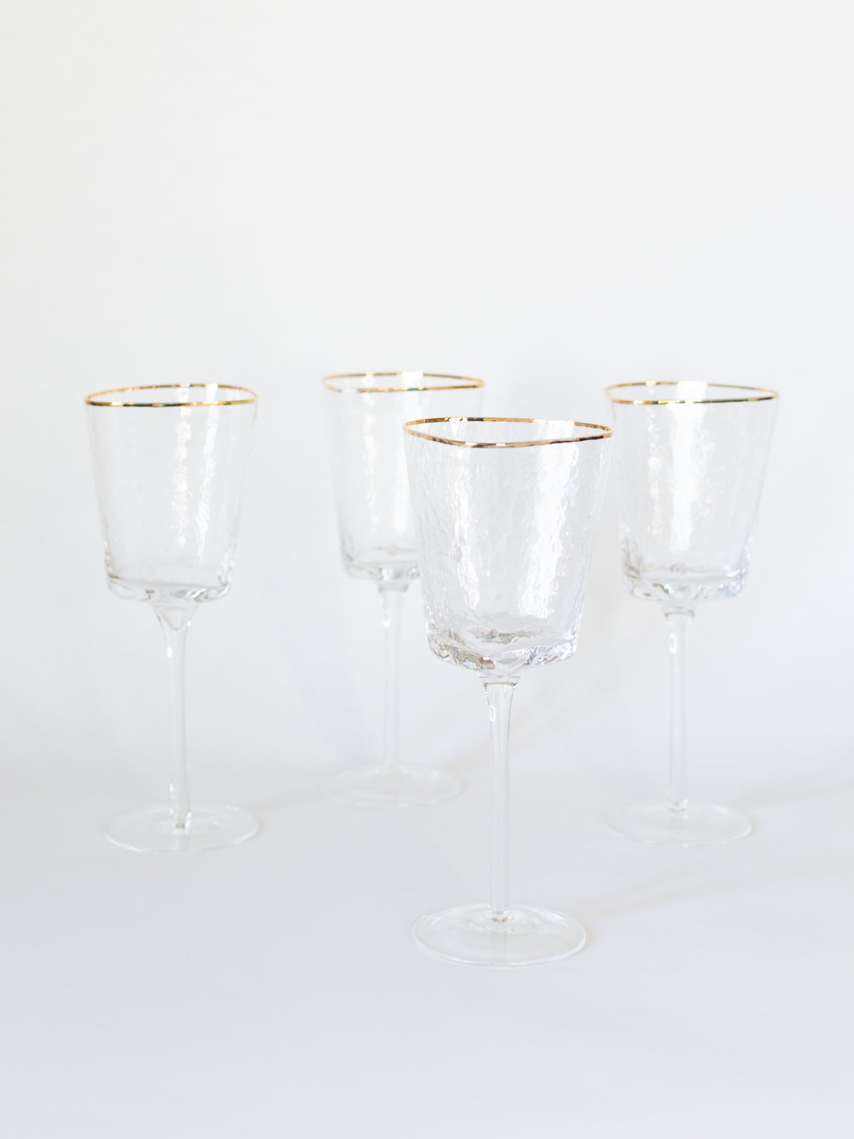 Triangular Gold Rimmed Wine Glass, Set of 4