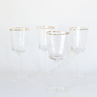 Triangular Gold Rimmed Wine Glass, Set of 4