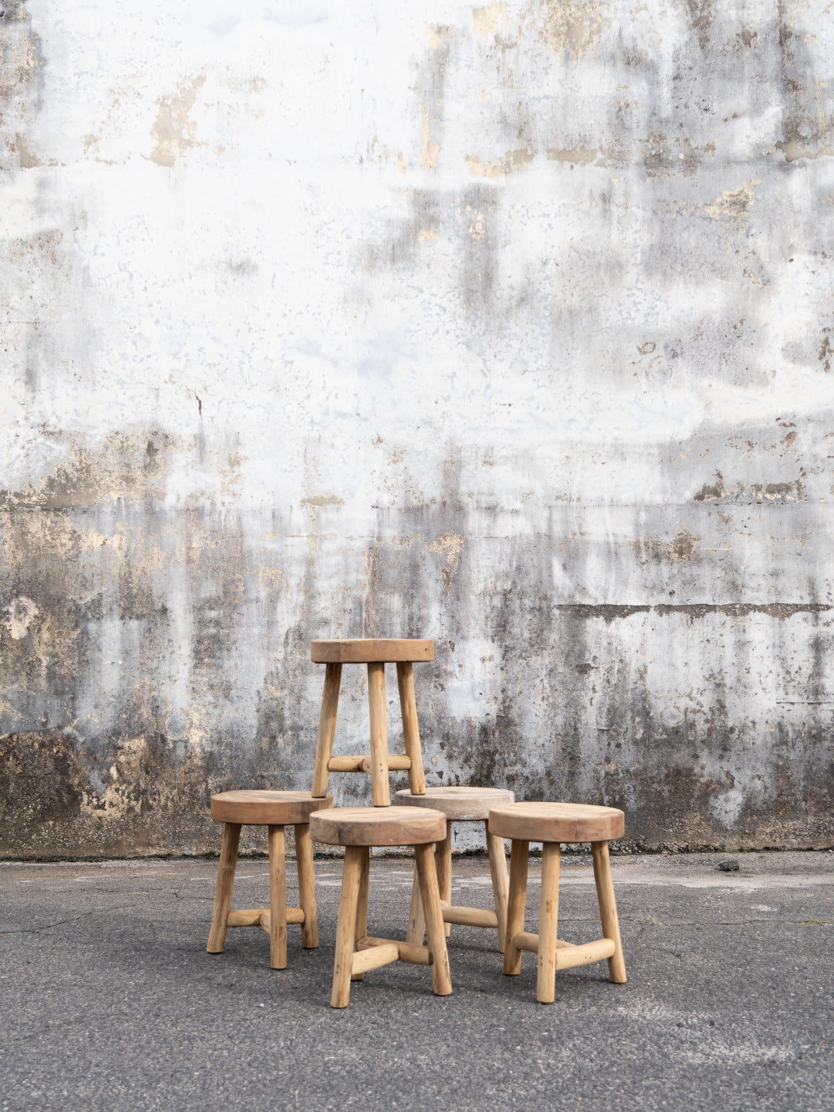 Light Bleach Wooden Stool