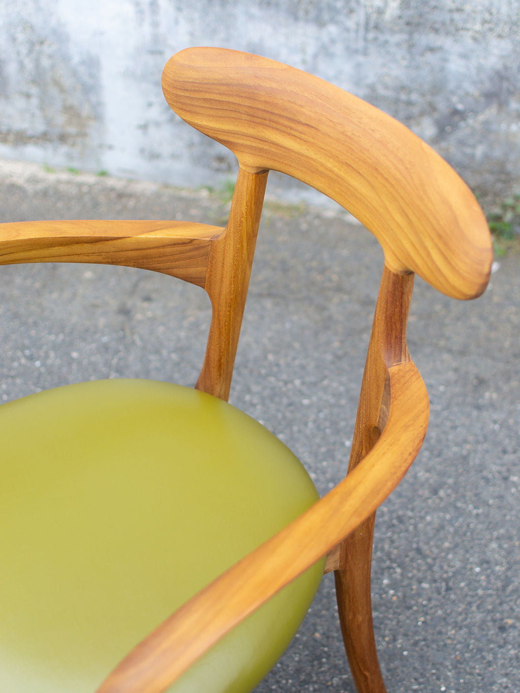 Positano Arm Chair, Teak with Olive Green Leather