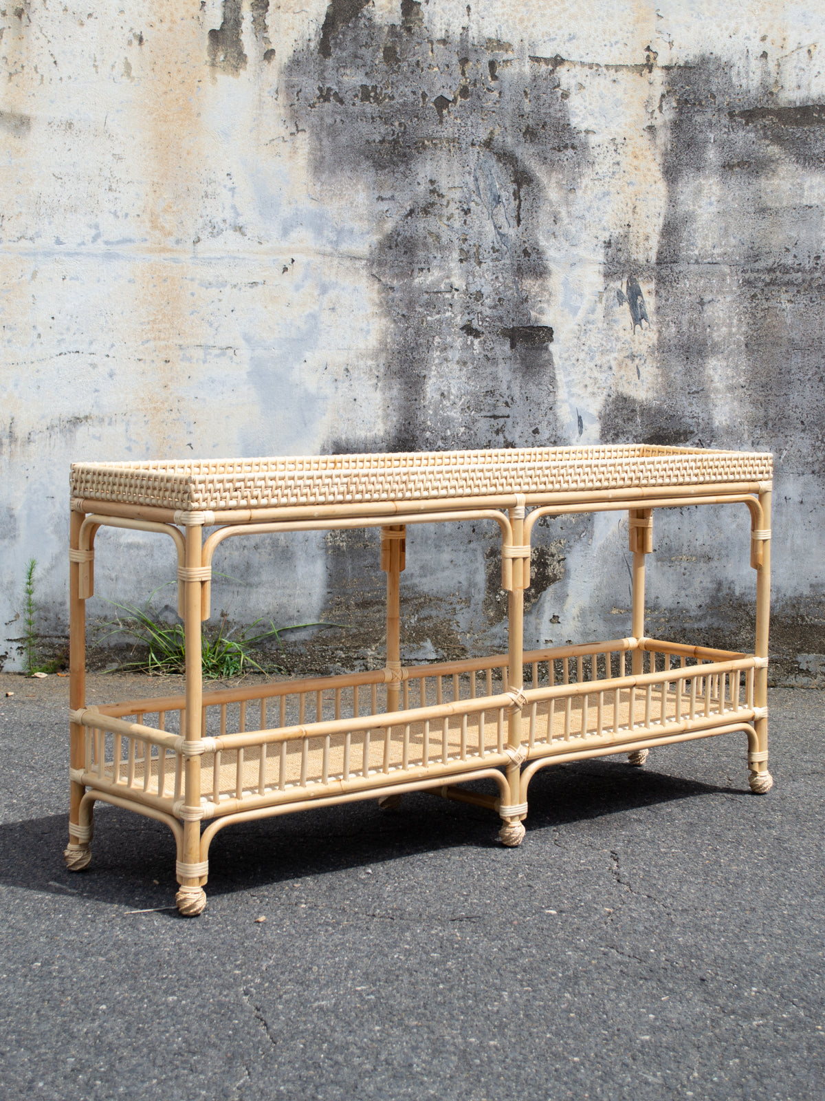 Natural Rattan Bar Cart Console