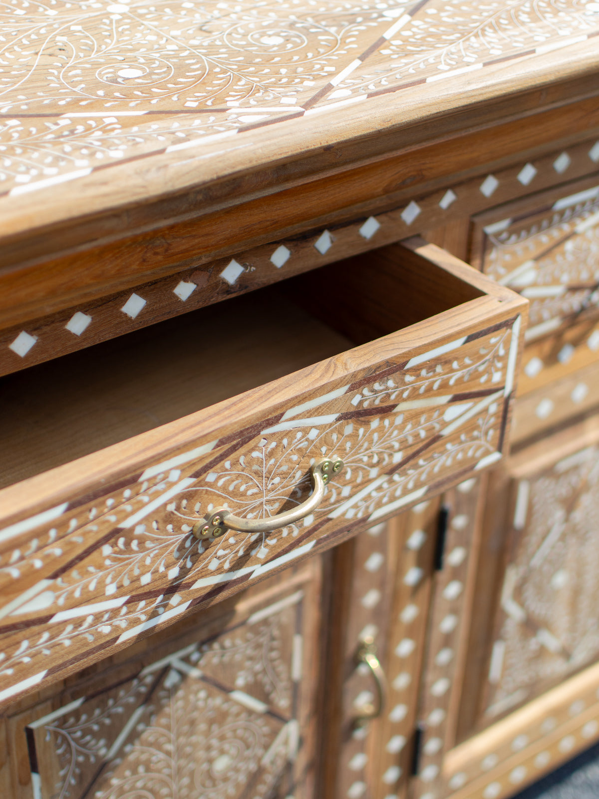 Bone Inlay Wooden Cabinet