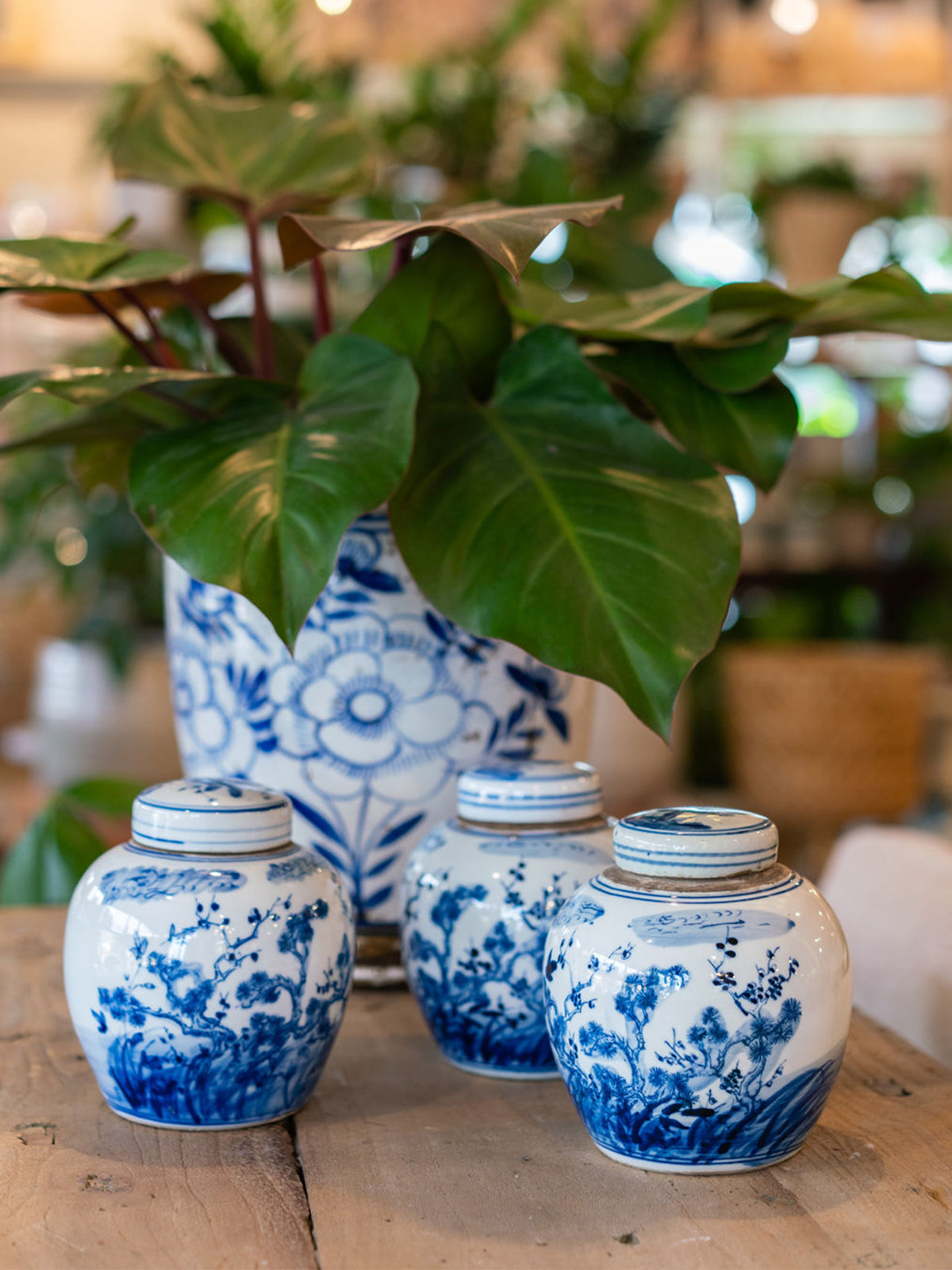 Happiness Blue and White Ginger Jar