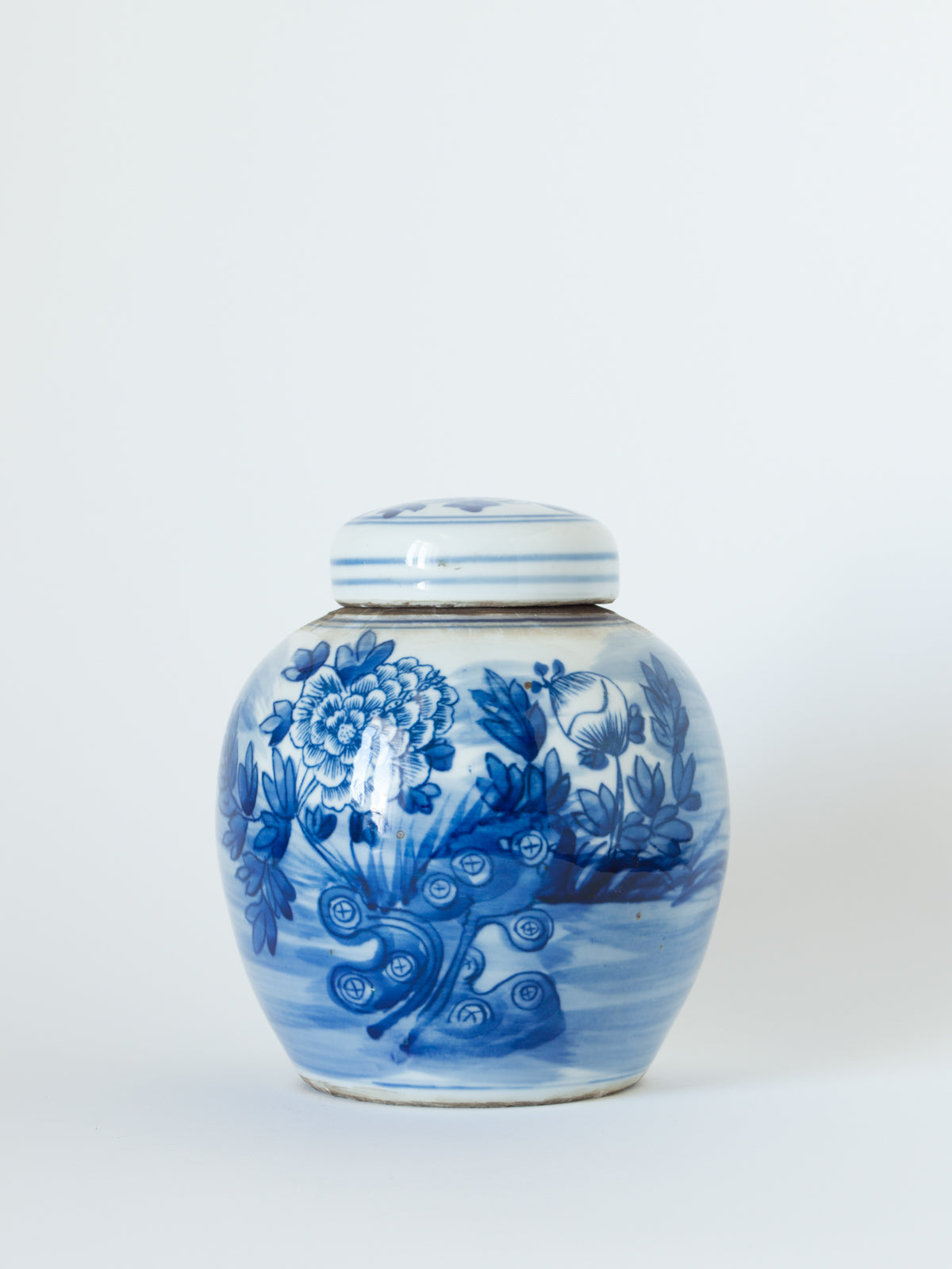 Peony Blue and White Ginger Jar