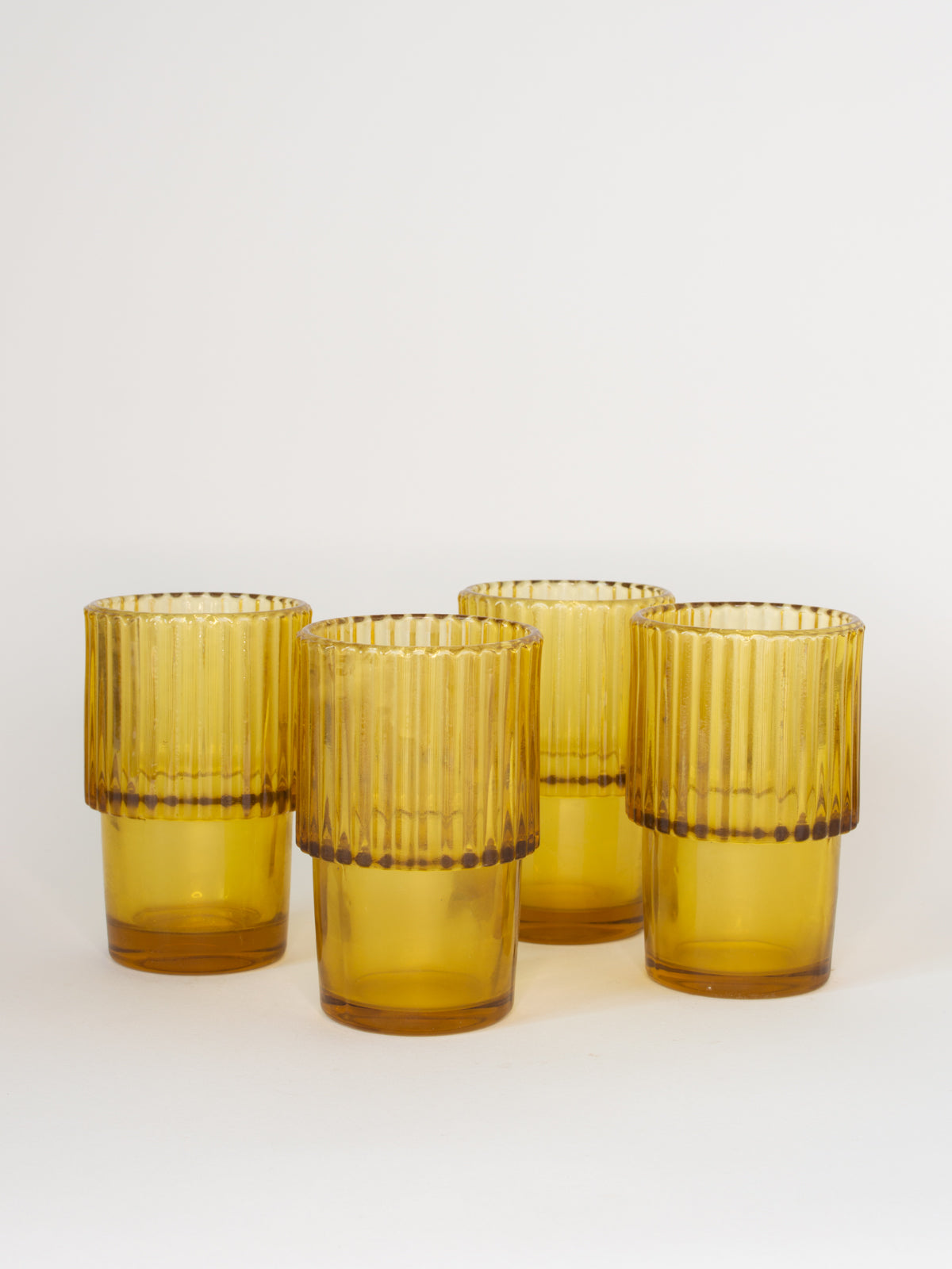 Rills Amber Glass, Set of 4