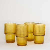 Rills Amber Glass, Set of 4