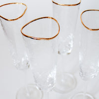 Triangular Gold Champagne Flutes, Set of 4